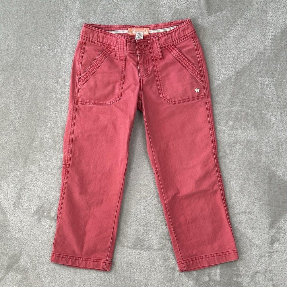 VTG Y2K Aeropostale Pink Cropped Capri‎ Pants Butterfly Logo Women's Sz 4